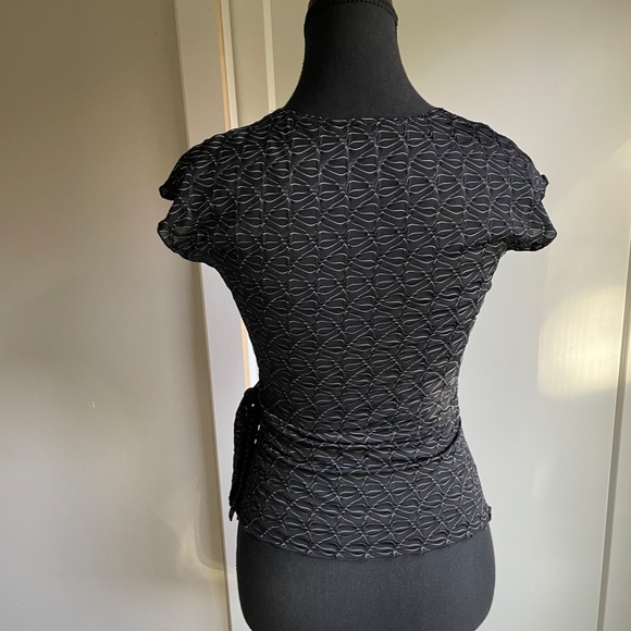 Black Lace trim Dress.top with waist tie Vintage - Picture 7 of 7